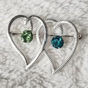 VanDell Sterling Silver 925 Vintage Double Heart Pin Brooch